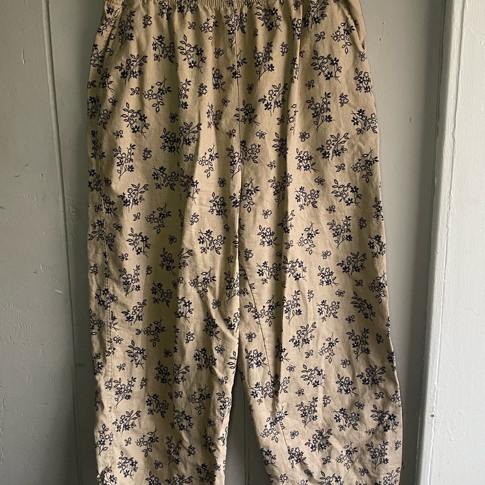 Floral print 60s straight leg Capri pants